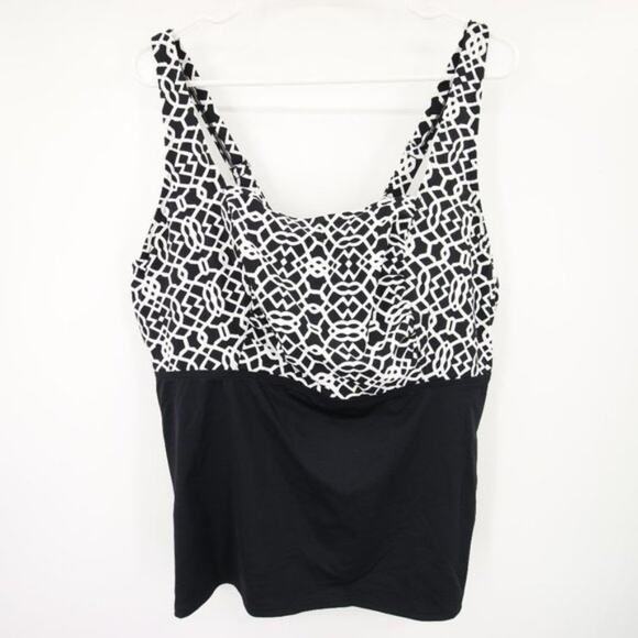 Lands' End Other - Lands End Tankini Swim Top Black White Pattern Underwire Size 18W G NWOT